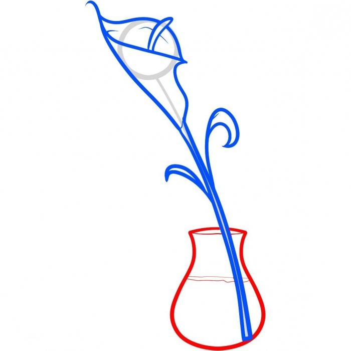 Bir kalem ile bir vazoda bir çiçek nasıl çizilir