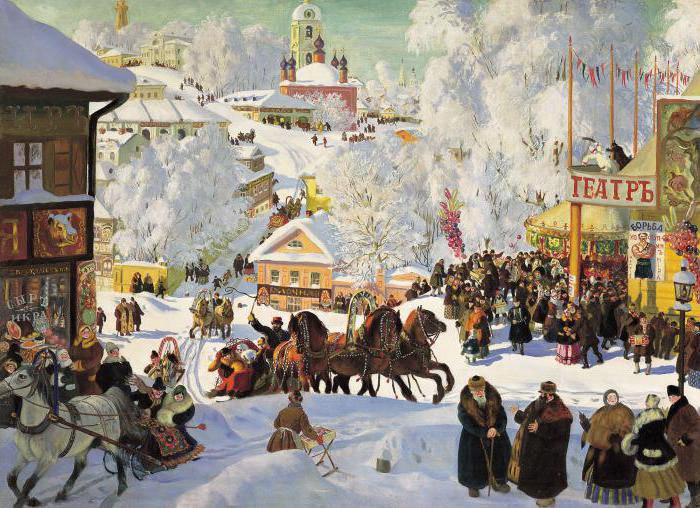 Kustodiev Karnavalı resmine dayanan kompozisyon